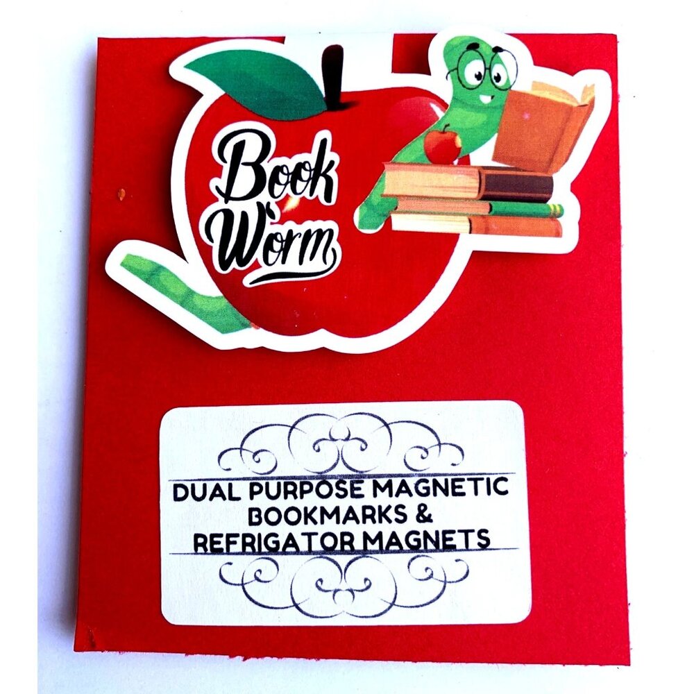 Book Worm Red Apple  Dual Purpose Book Mark/Refrigerator Magnet